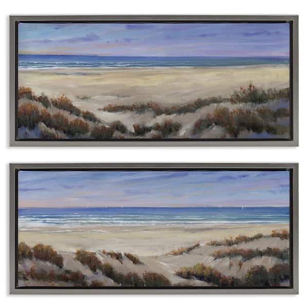Stupell Industries Coastal Beach Terrain by Tim OToole 2 Pieces Gray Floater Frame Nature Graphic Art Print 14 in. x 31 in.
