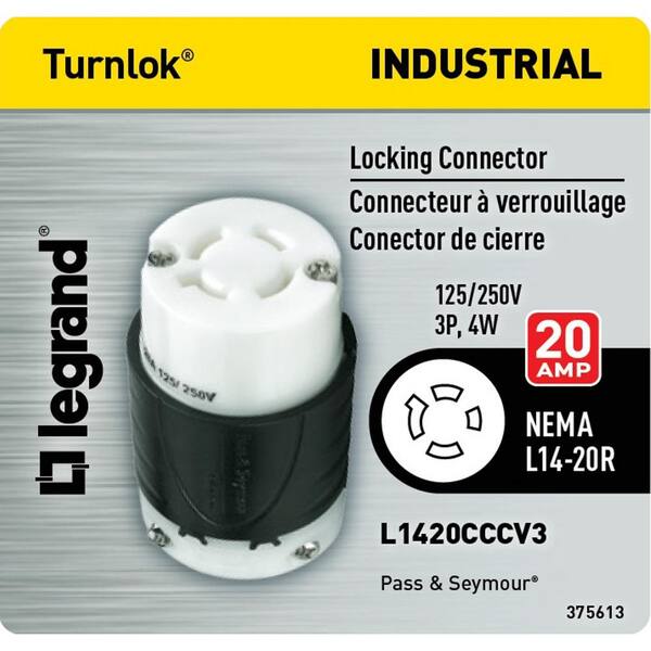 Legrand Turnlok Industrial Locking Connector 20 Amp L1420CCCV3 for sale online 