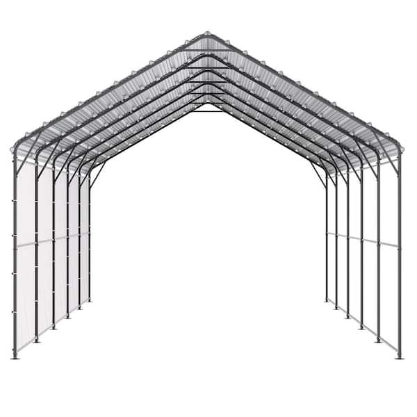 Durable Metal Carport, 13 ft. x 26 ft. Outdoor Shelter with Steel Frame & Roof, Versatile Garage Tent