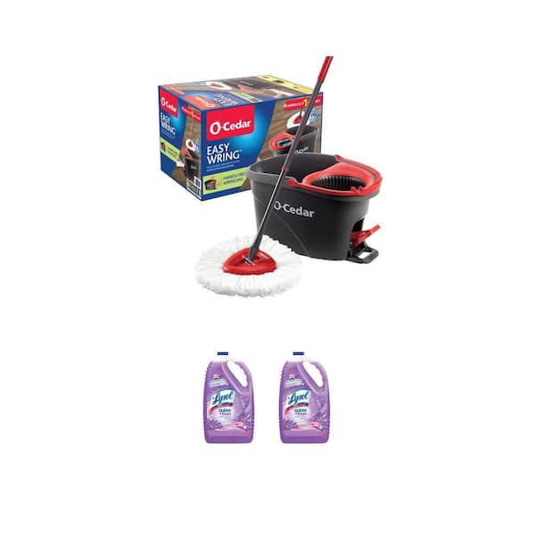 EasyWring Microfiber Spin Mop with Bucket System and 144 oz Multi-Surface Cleaner (2-Pack)
