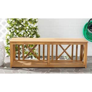 Branco 51.2 in. 2-Person Natural Brown Acacia Wood Outdoor Bench
