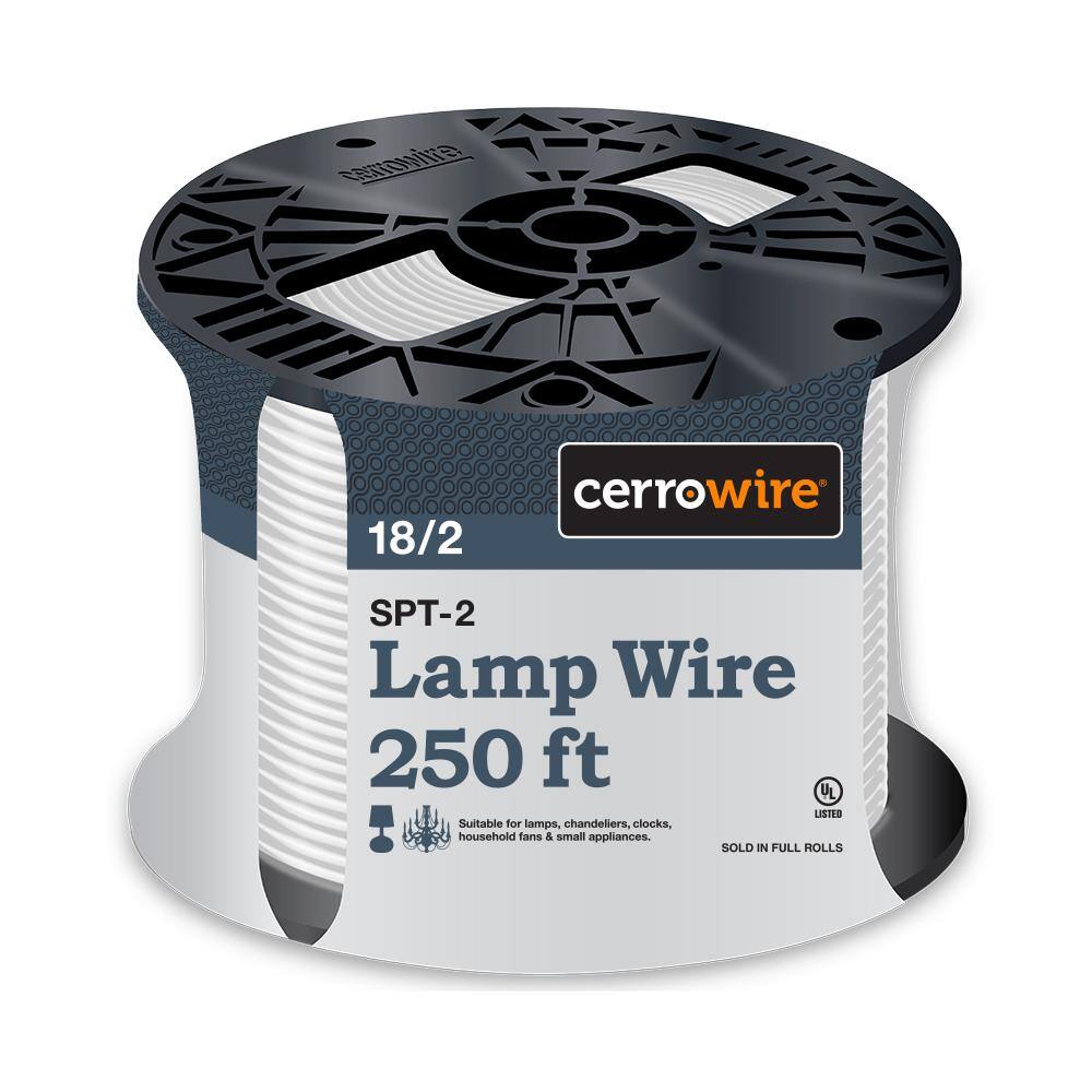 Cerrowire 250 ft. 18/2 White Stranded Copper Lamp Wire