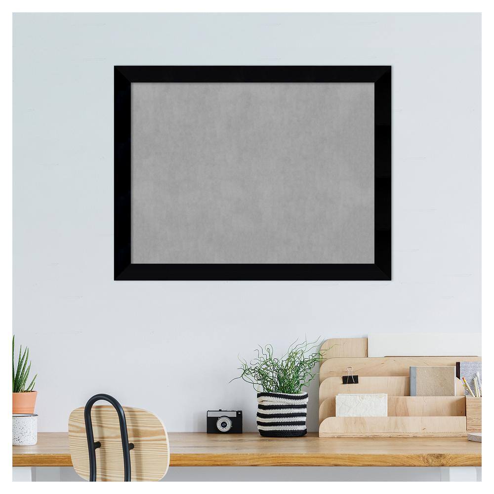 Modern Grey Magnetic Memo Board with Black Wood Frame