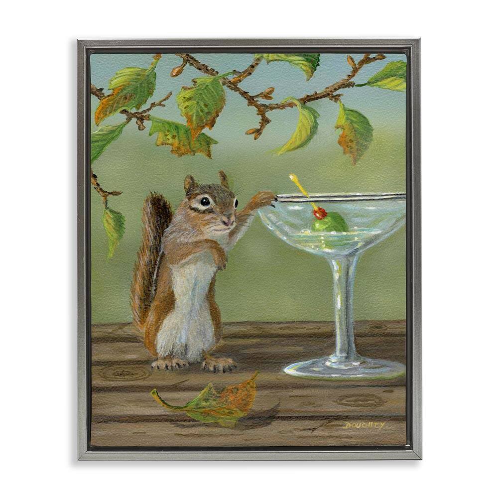 Happy Hour Chipmunk by Terry Doughty Gray Floater Frame Food Graphic Art Print 21 in. x 17 in. price history on PriceWatchPro