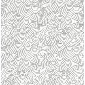 Mare Grey Wave Paper Strippable Wallpaper (Covers 56.4 sq. ft.)