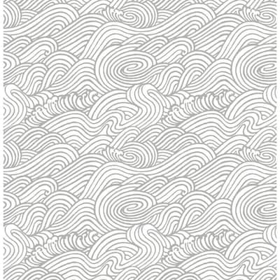 Mare Grey Wave Paper Strippable Wallpaper (Covers 56.4 sq. ft.)