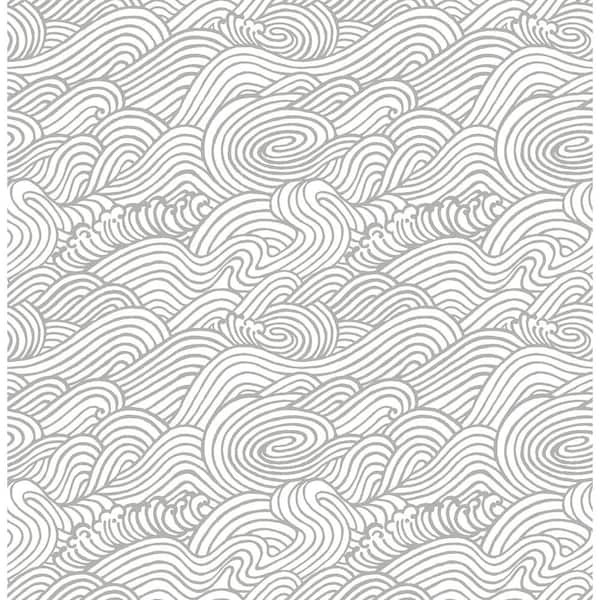 A-Street Prints Mare Grey Wave Paper Strippable Wallpaper (Covers