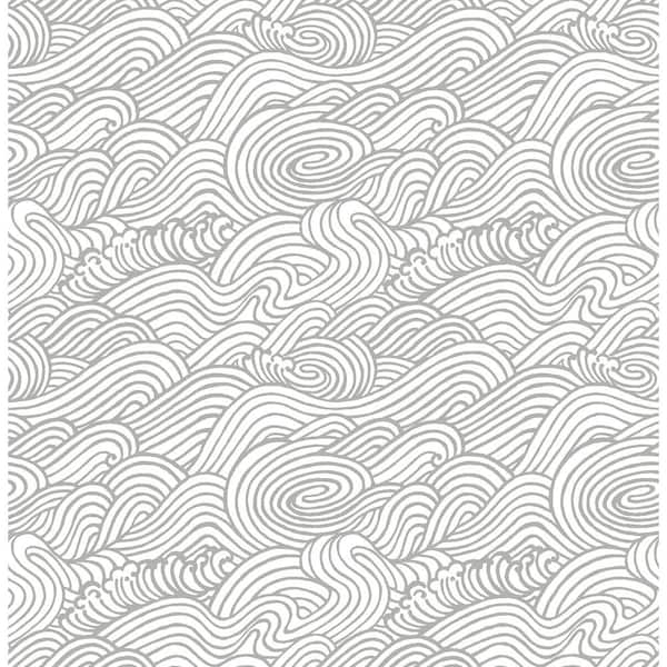 A-Street Prints Mare Grey Wave Grey Wallpaper Sample