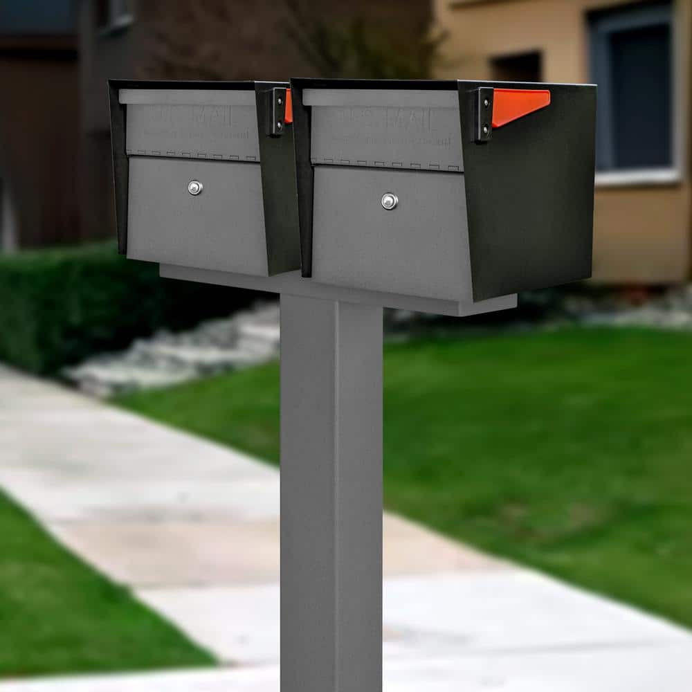 Extra Large Black and Granite Locking Post Mount Mailbox