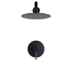 Single Handle 5-Spray Patterns Shower Faucet 1.8 GPM with High Pressure Showerhead and Valve in Black