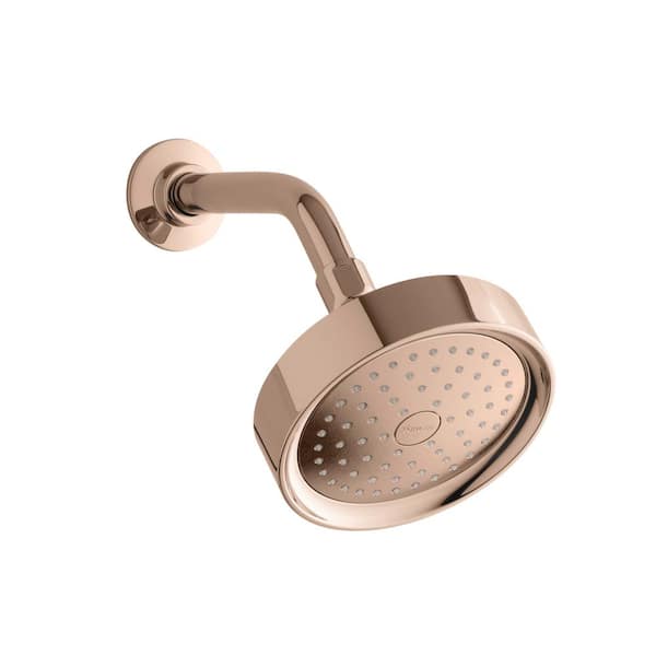 KOHLER Purist 1-Spray Pattern 5.5 in. Wall Mount Fixed Shower Head in Vibrant Rose Gold