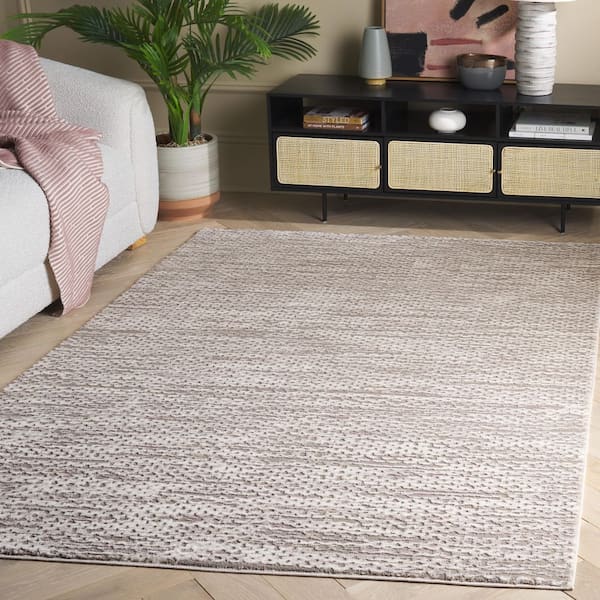 Revive 5 ft. x 8 ft. Taupe/Ivory Textured Solid Color Area Rug