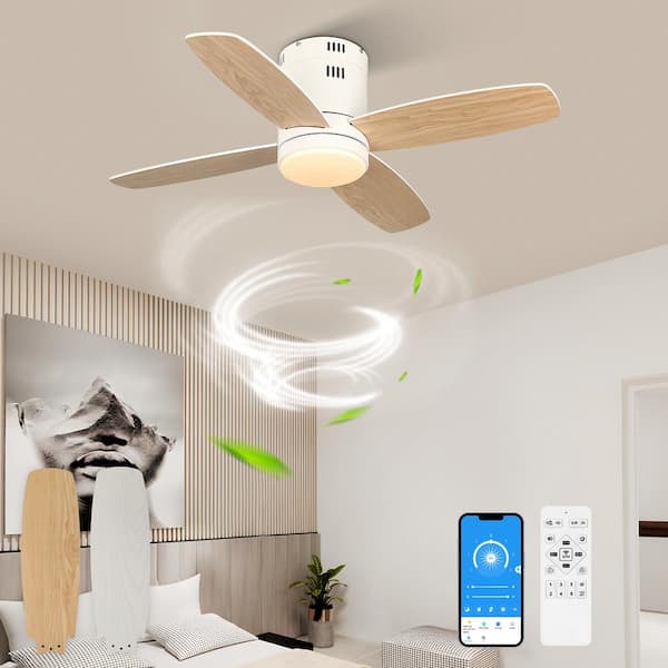 TOZING 36 in. Smart Indoor LED Dimmable White Propeller Low Profile ...