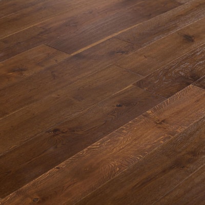 Take Home Sample - Wide Plank Hickory W White Washed Engineered Hardwood Flooring - 5 in. X 7 in.