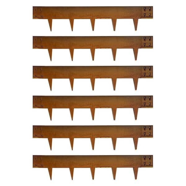 Corten Steel Landscape Edging 40 in. L x 8 in. H x 6 pcs ft. Brown Rusted Patina Finish Metal Edging for Garden Yard