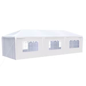 10 ft. x 30 ft. White Heavy-Duty Garden Event Canopy Outdoor Wedding Party Gazebo Tent 8 Sidewall with Removable Sides