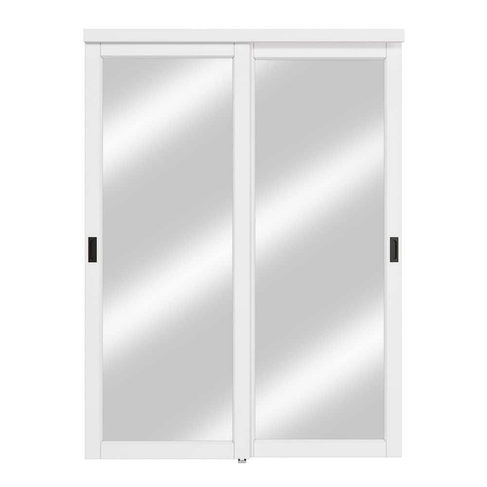 ARK DESIGN 60 in. x 80 in. Solid Core 1-Lite Mirror White Primed MDF ...