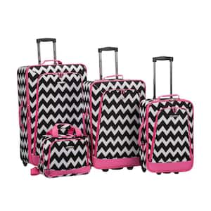 Escape Expandable Luggage 4-Piece Softside Luggage Set, Pink Chevron