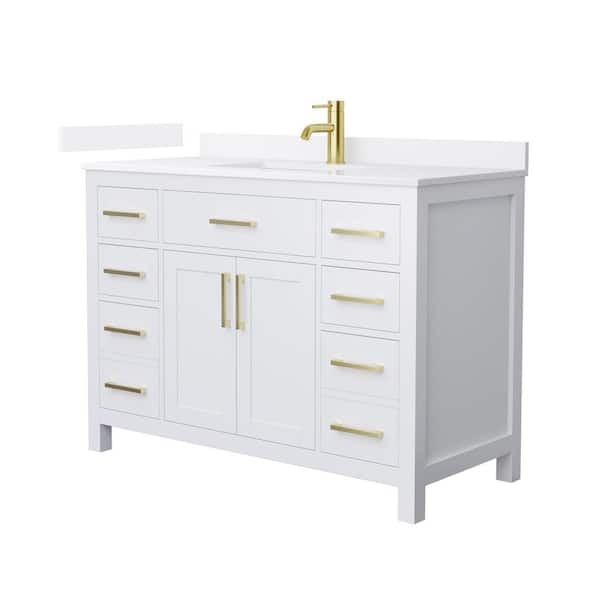 Beckett 48 in. Single Freestanding White Bath Vanity with White Quartz Top (Assembled)
