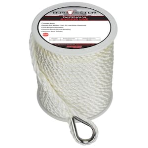 BoatTector 3/8 in. x 100 ft. Twisted Nylon Anchor Line with Thimble in White