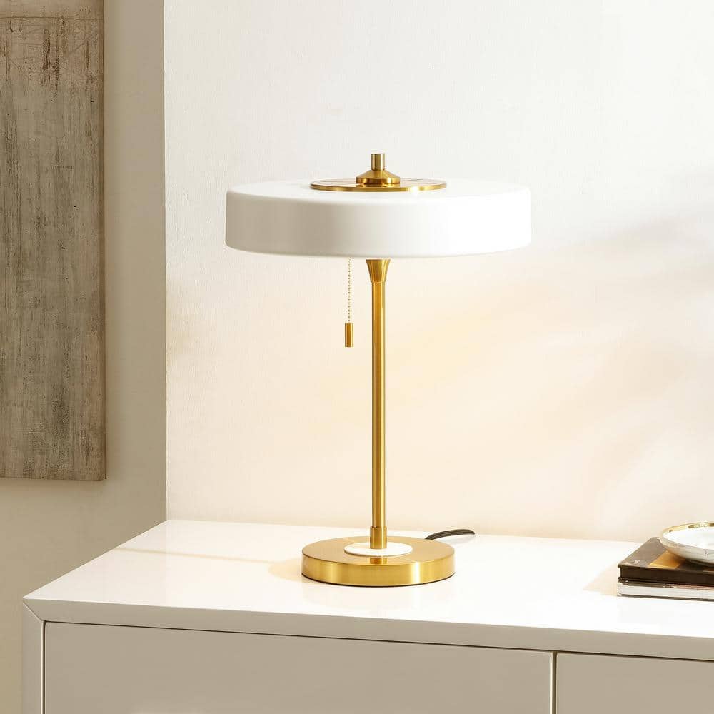 SAFAVIEH Decker 19 in. White/Brass Table Lamp TBL4540B - The Home