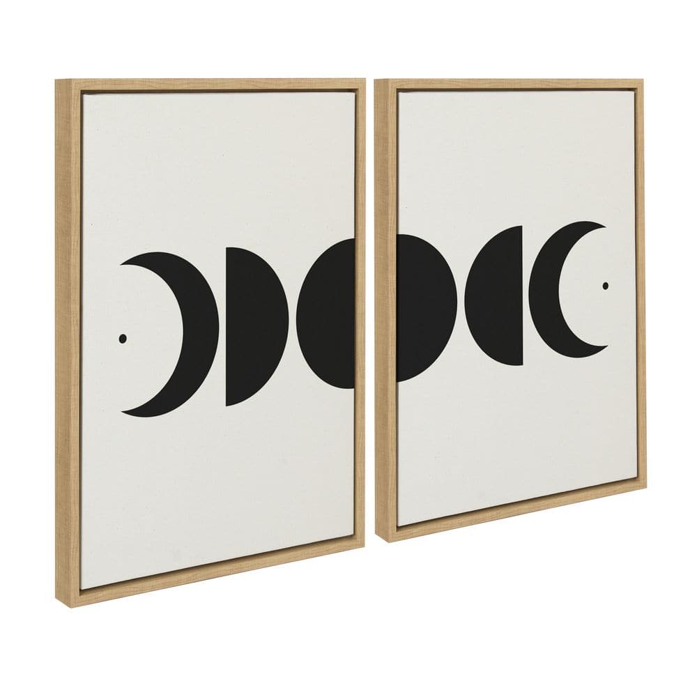 Modern Geometric Moon Phases Black and White Canvas Art Set