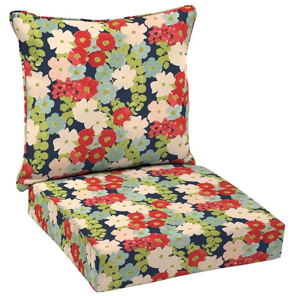 Hampton Bay Francesca Floral Welted Deep Seating Outdoor Lounge Chair Cushion Set