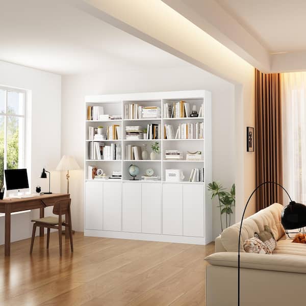 FUFU&GAGA 78.7 in. Tall White Wood 15-Shelves Standard