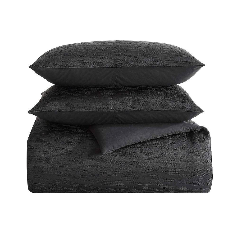 King Black Microfiber Reversible Comforter Set with Shams