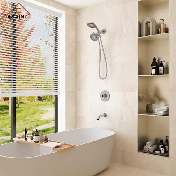 3-Spray Patterns with 1.8 GPM 5 in. Wall Mount Rain and Mist Fixed Shower Head in Brushed Nickel