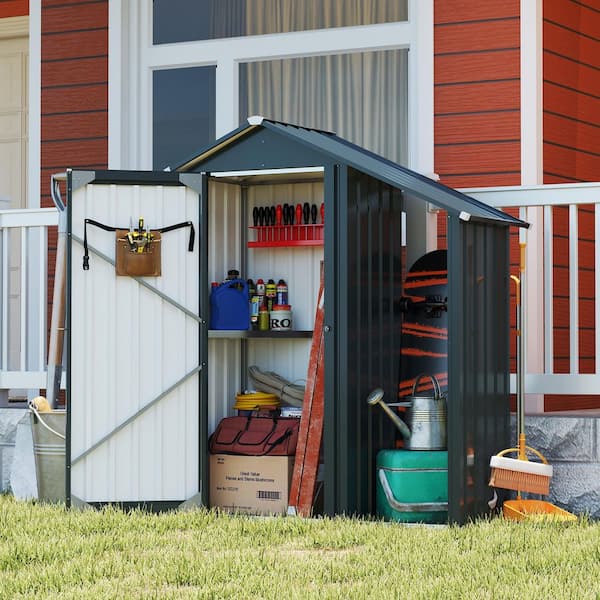4.6 ft. W x 1.8 ft. D Galvanized Metal Shed with Lock and Open Shelves All Weather(8.6 sq. ft. )