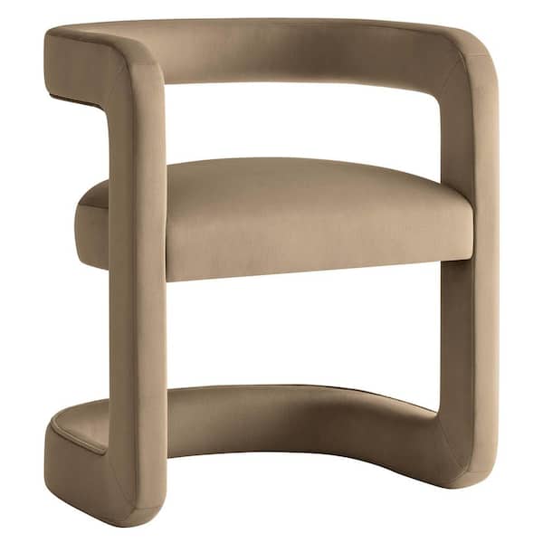 Winslow Performance Velvet Barrel Accent Chair in Taupe