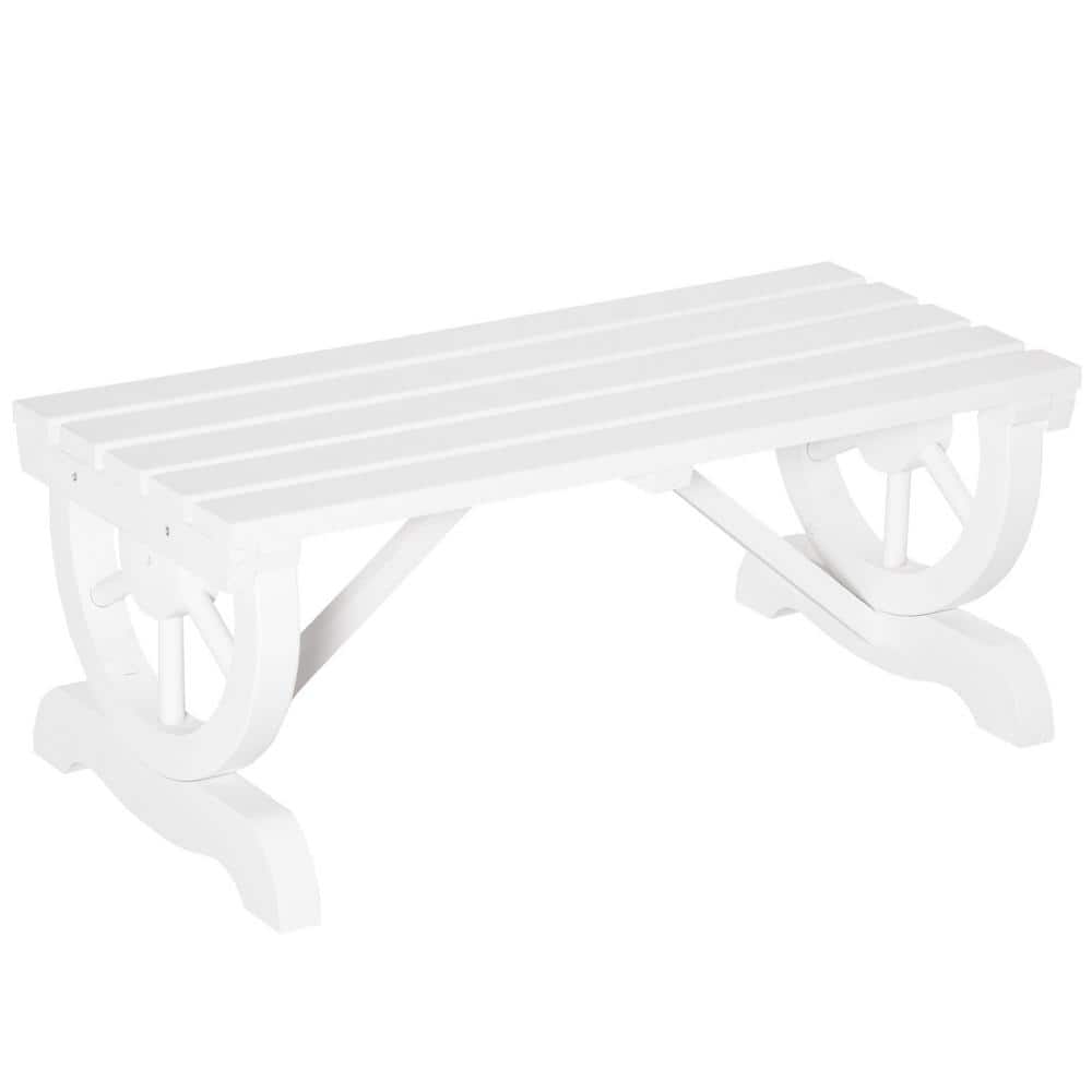 Rustic Fir Wood 2-Person Wagon Wheel Garden Bench