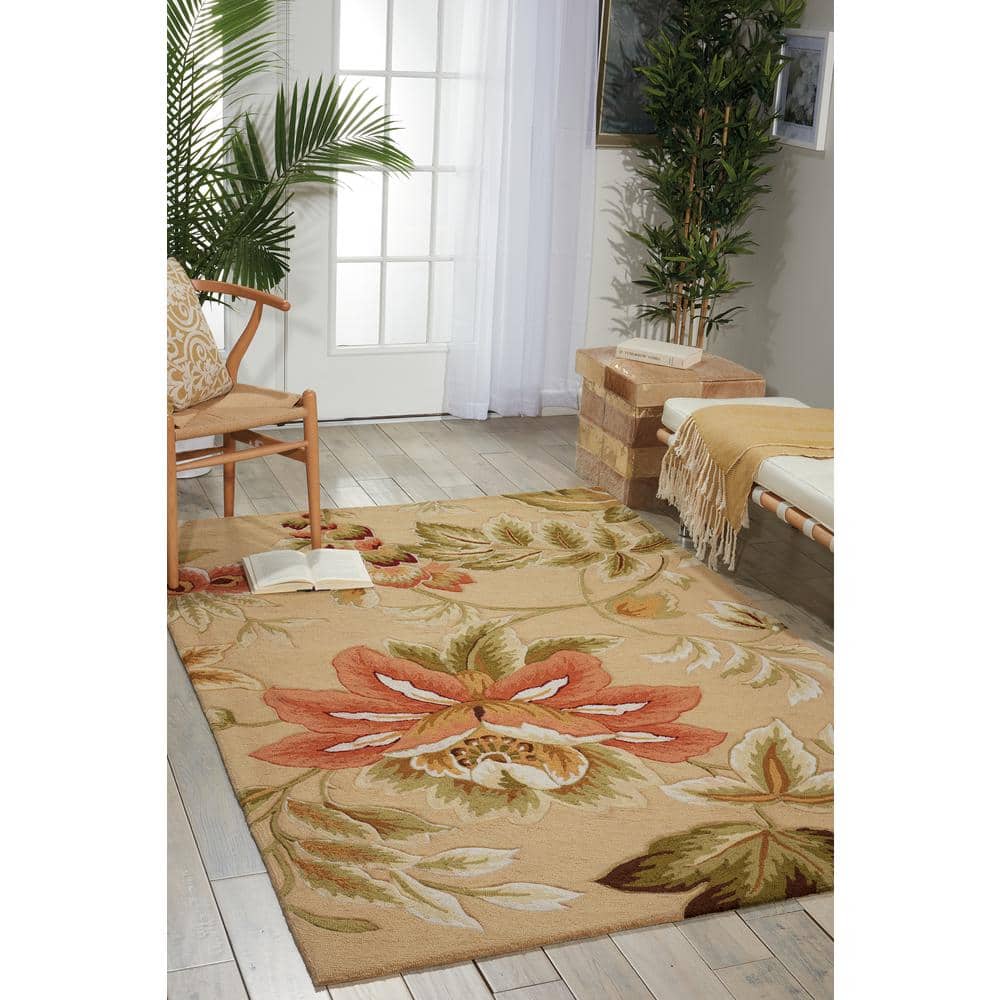 Beige Tufted Handmade Synthetic Rectangular 5' x 7' Rug