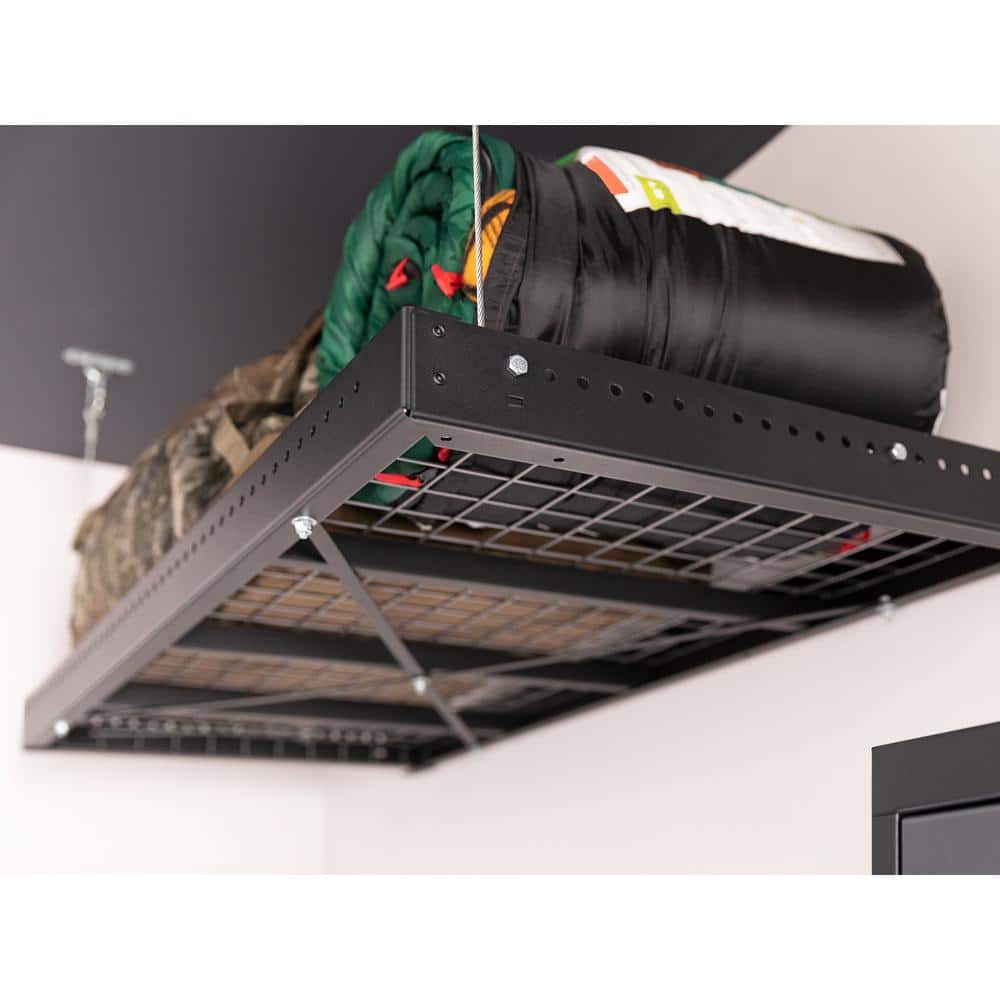 White Steel 4 ft. x 8 ft. Wall Mounted Garage Shelf