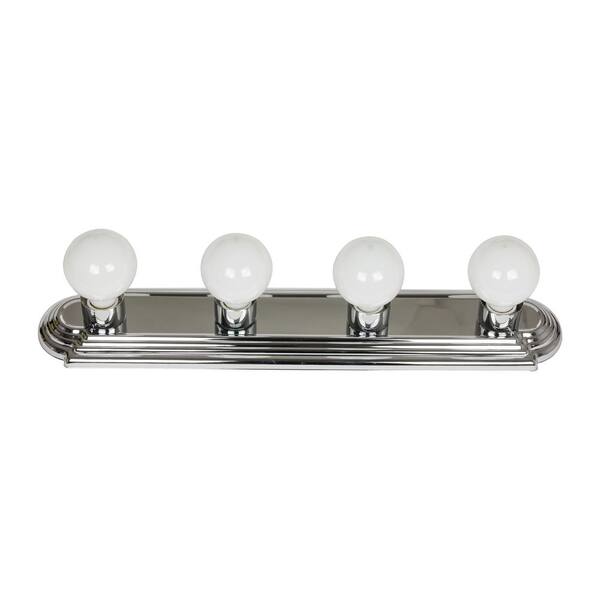 Sunlite 24 in. 4-Light Chrome Globe Style Indoor Bath Vanity Light Fixture