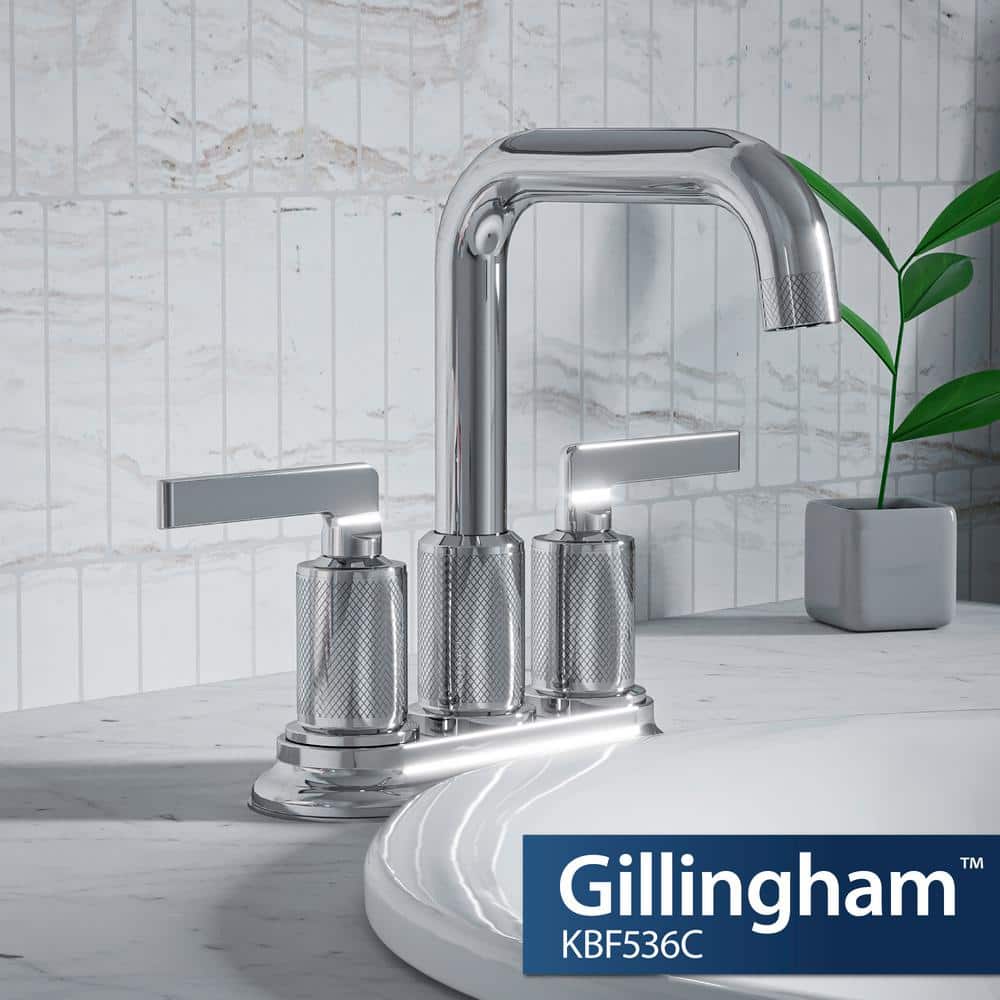Chrome 2-Handle 4-Inch Centerset Bathroom Faucet with Pop-Up Drain
