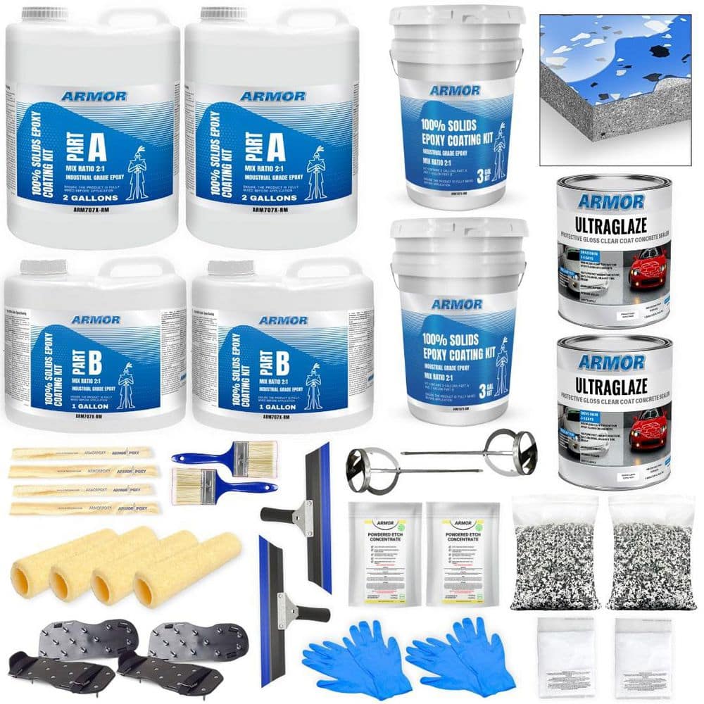 4.5 Gal. Blue Gloss 2 Part 900 sq.ft. Epoxy Kit Interior/Exterior Concrete 