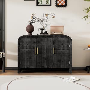 Antique Black and MDF and Fir Veneer 47.2 in. Sideboard with Adjustable Shelves