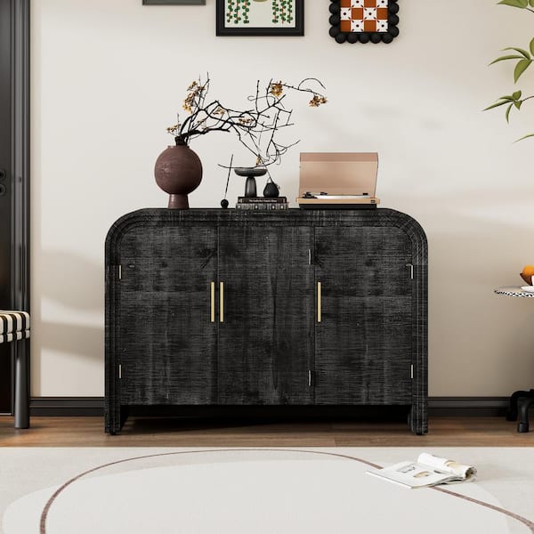 Boosicavelly Antique Black and MDF and Fir Veneer 47.2 in. Sideboard with Adjustable Shelves