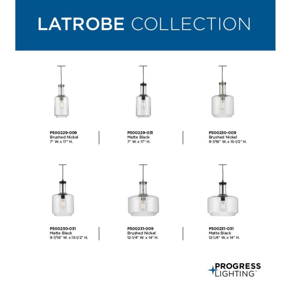 Latrobe Brushed Nickel Glass Pendant Light