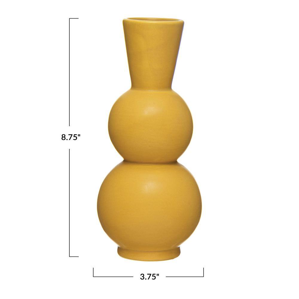 Artistic Mustard Stoneware Vase for Elegant Tabletop Decor