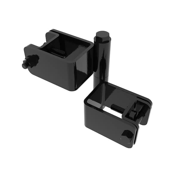 FORTRESS Versai 2 in. x 2 in. Gloss Black Steel Fence Gate Hinge for Drive Gate Pair
