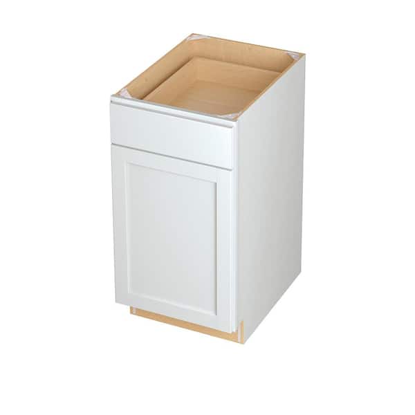 Hampton Bay Shaker 18 in. W x 24 in. D x 34.5 in. H Assembled Pull Out  Waste Bin Base Kitchen Cabinet in Satin White KBW18-SSW - The Home Depot