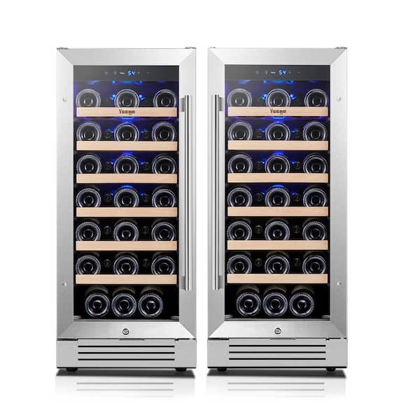 Yeego 30 in. Dual Zone Cellar Cooling Unit 66-Bottles Built- in Wine Cooler Side-by-Side Refrigerators Mini Fridge in Black