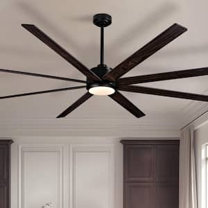 84 in. Indoor Black Industrial Large Ceiling Fans with Lights and Remote Dimmable