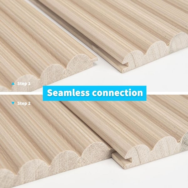 Rounded Fluted Natural Oak 8-1/2 ft. x 1/2 ft. x 2/3 in. Solid Wood Decorative Wall Paneling 4-Pack (16 sq. ft. /Box)