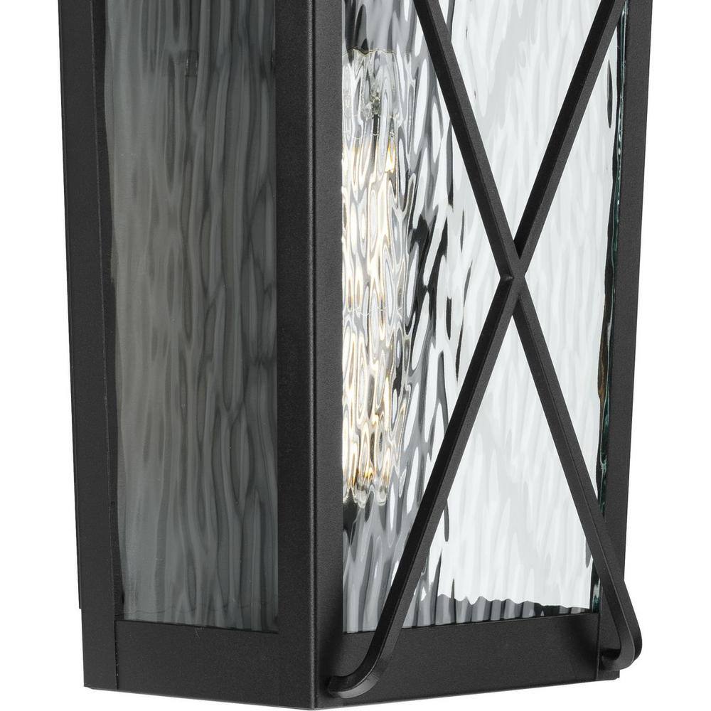 Wakeford Black Steel Outdoor Wall Lantern with Water Glass Shade