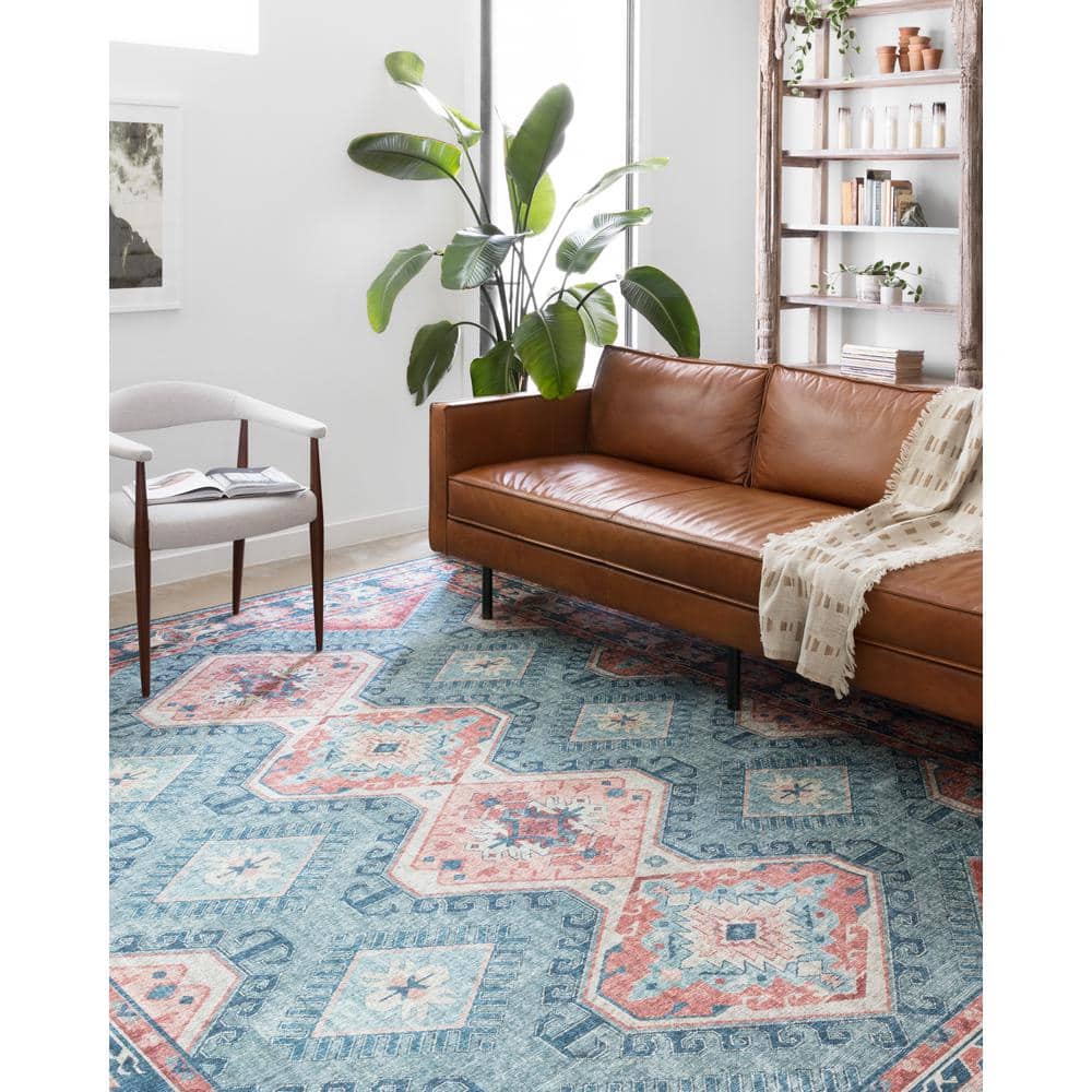Vintage Inspired Turquoise & Terracotta Oriental Runner Rug, 2'6" x 7'6"