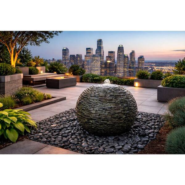 Aquascape Outdoor Zen Garden 32 in. Stacked Slate Stone Textured